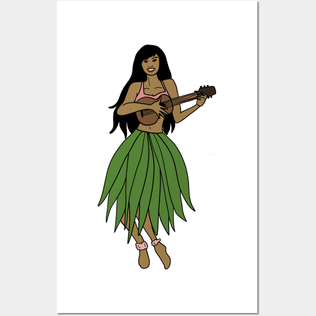 This Beautiful Hawaiian Lady playing the ukulele Wall Art by dukito